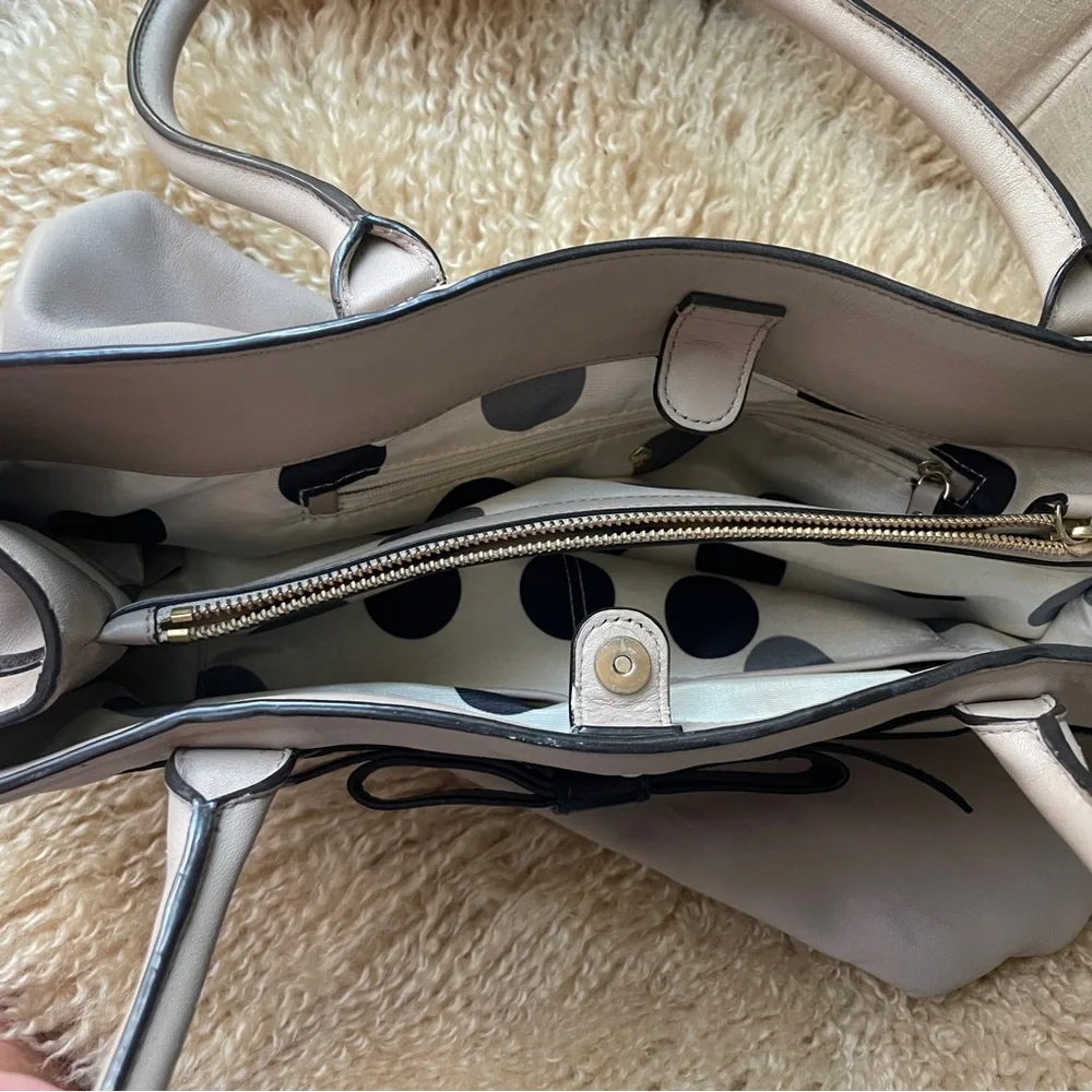 Kate Spade Beige and Black Leather Tote - Picture 3 of 4